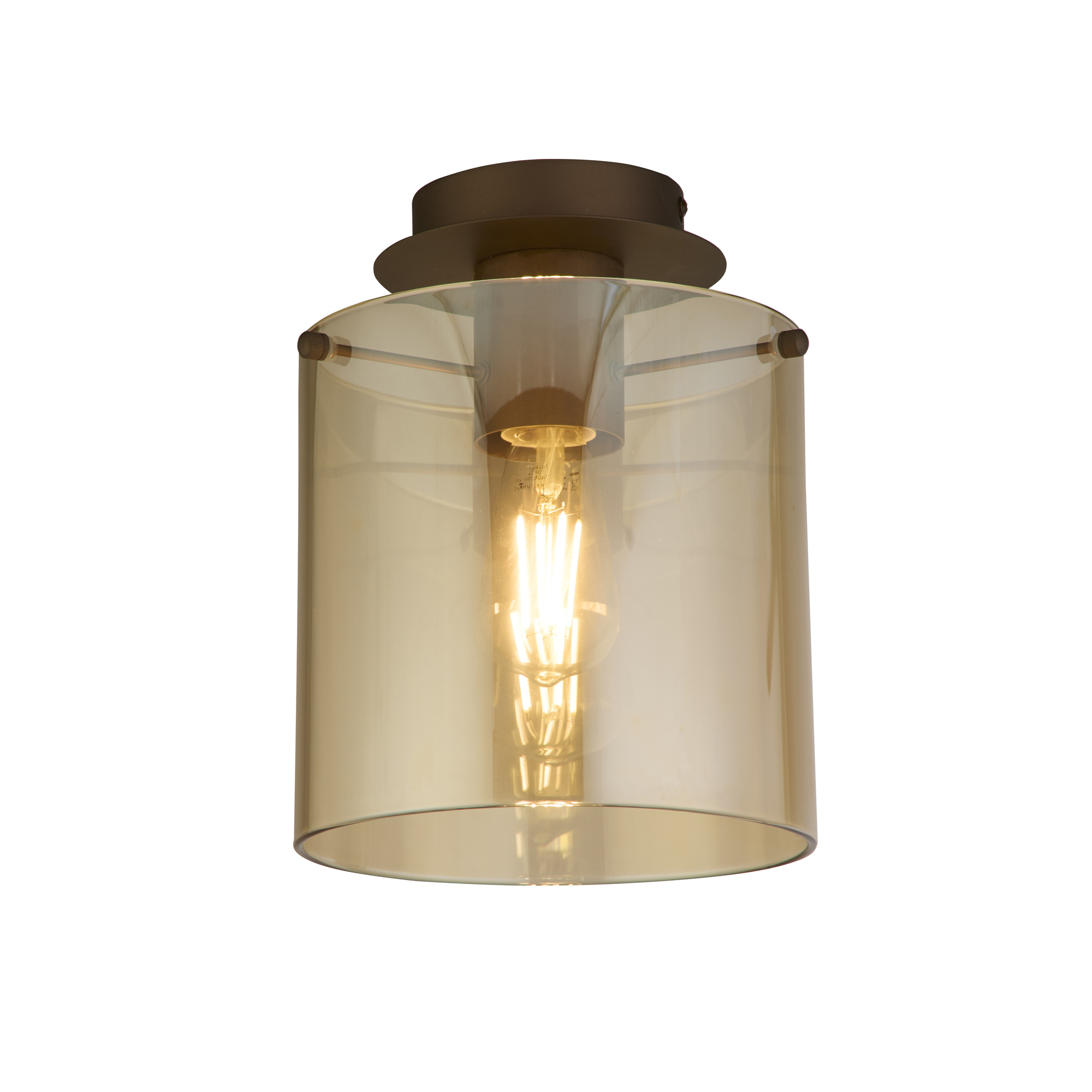 Searchlight Plafondlamp Sweden Ø 22 cm bruin
