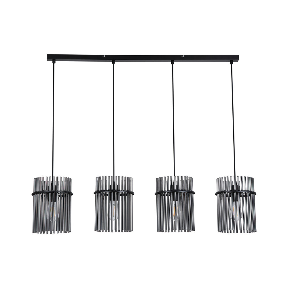 Searchlight Hanglamp Swizzle 111 cm mat zwart met rookglas Searchlight Hanglamp Swizzle 111 cm mat zwart met rookglas