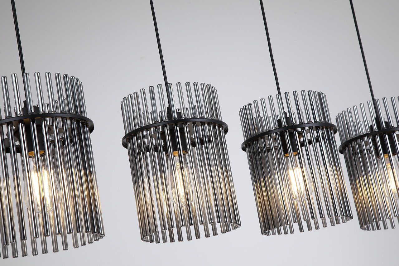 Searchlight Hanglamp Swizzle 111 cm mat zwart met rookglas Searchlight Hanglamp Swizzle 111 cm mat zwart met rookglas