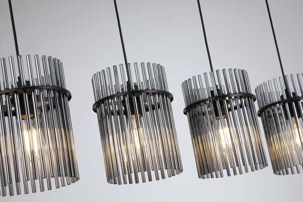 Searchlight Hanglamp Swizzle 111 cm mat zwart met rookglas Searchlight Hanglamp Swizzle 111 cm mat zwart met rookglas
