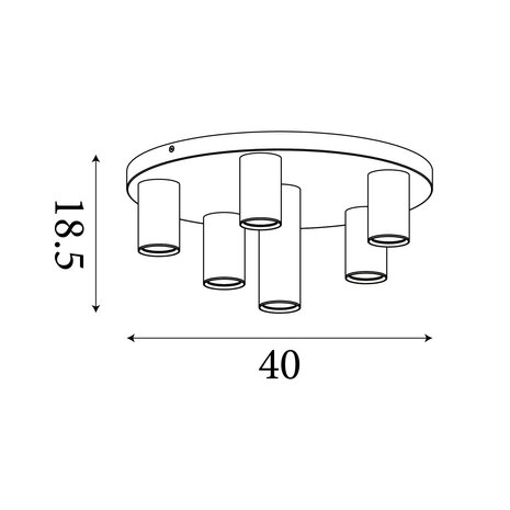 Searchlight Plafondlamp Tubes 6 lichts Ø 40 cm zwart Searchlight Plafondlamp Tubes 6 lichts Ø 40 cm zwart