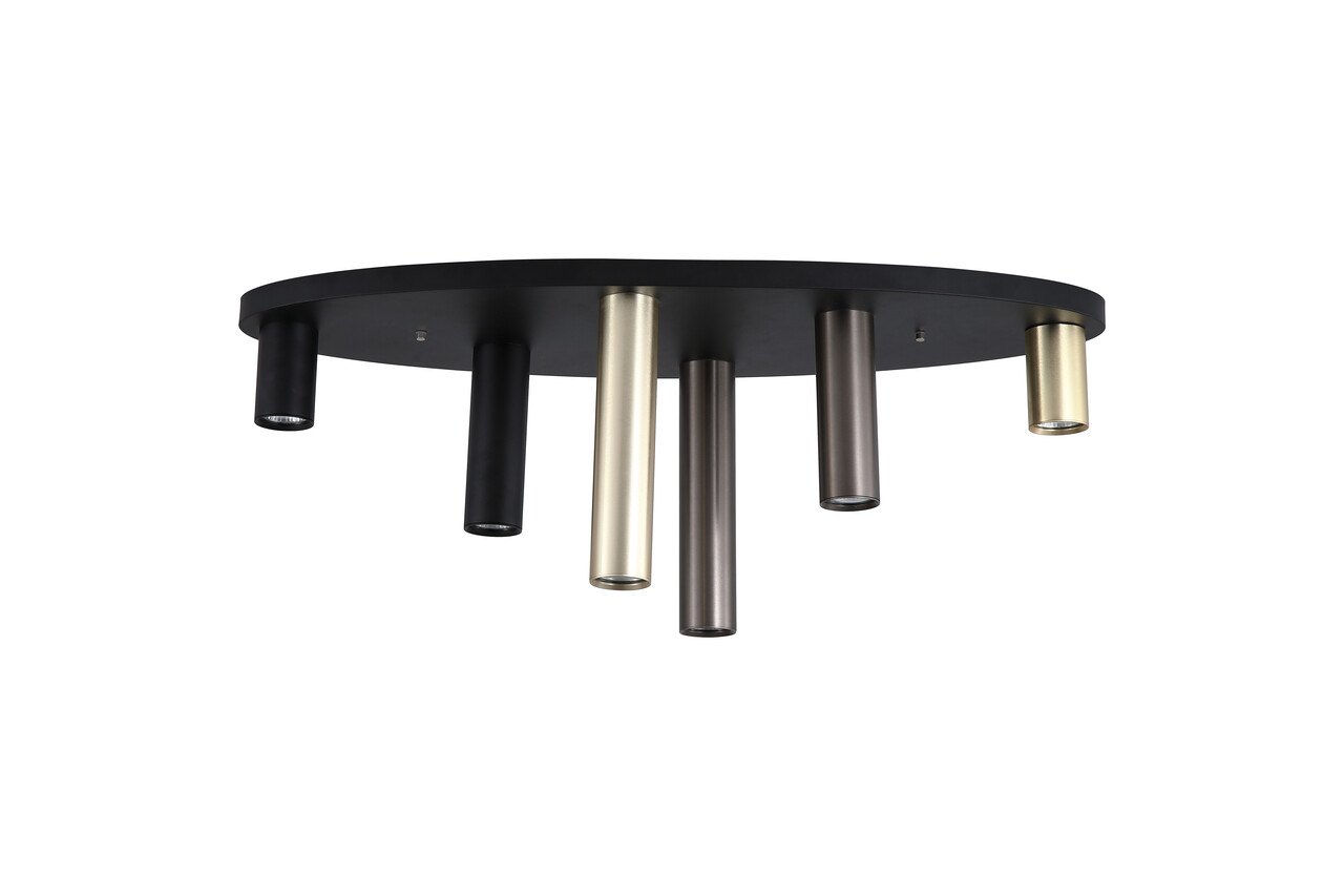 Searchlight Plafondlamp Tubes ovaal 6 lichts L 80 cm zwart Searchlight Plafondlamp Tubes ovaal 6 lichts L 80 cm zwart