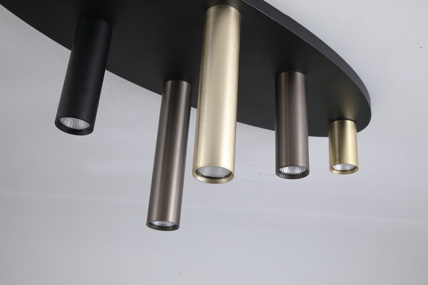Searchlight Plafondlamp Tubes ovaal 6 lichts L 80 cm zwart Searchlight Plafondlamp Tubes ovaal 6 lichts L 80 cm zwart
