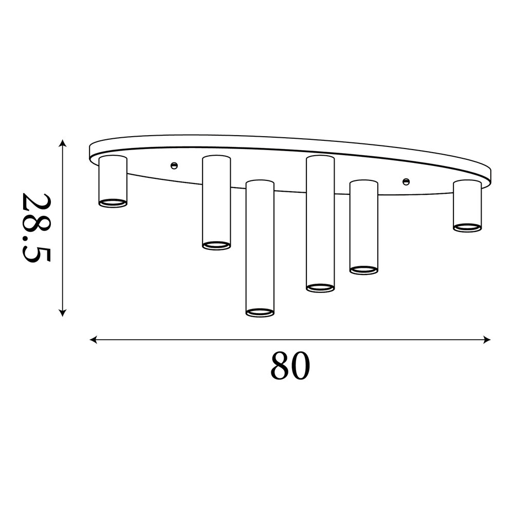 Searchlight Plafondlamp Tubes ovaal 6 lichts L 80 cm zwart Searchlight Plafondlamp Tubes ovaal 6 lichts L 80 cm zwart