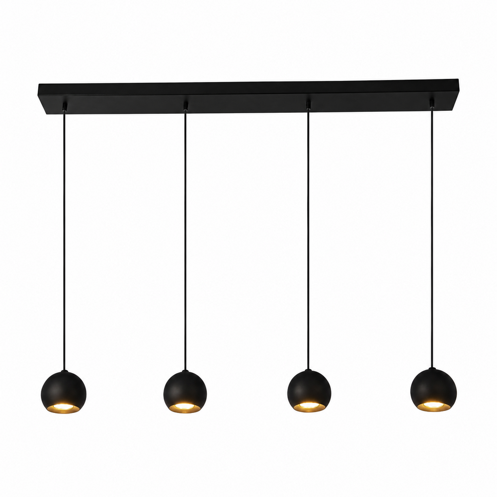 Searchlight Hanglamp Eindhoven 4 lichts L 125 cm zwart Searchlight Hanglamp Eindhoven 4 lichts L 125 cm zwart