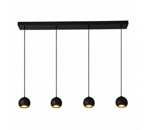 Searchlight Hanglamp Eindhoven 4 lichts L 125 cm zwart Searchlight Hanglamp Eindhoven 4 lichts L 125 cm zwart