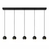 Searchlight Hanglamp Eindhoven 5 lichts L 160 cm zwart Searchlight Hanglamp Eindhoven 5 lichts L 160 cm zwart
