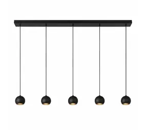 Searchlight Hanglamp Eindhoven 5 lichts L 160 cm zwart Searchlight Hanglamp Eindhoven 5 lichts L 160 cm zwart