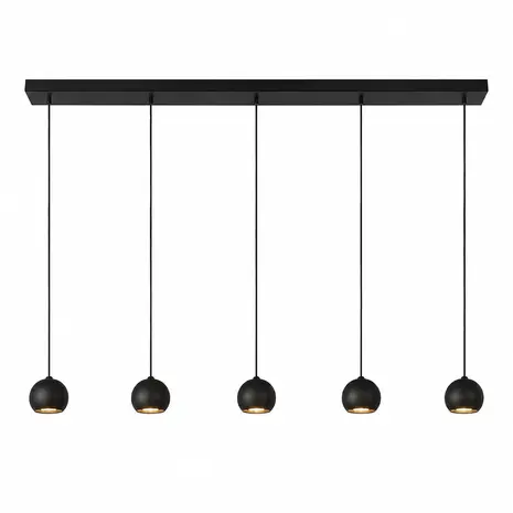 Searchlight Hanglamp Eindhoven 5 lichts L 160 cm zwart Searchlight Hanglamp Eindhoven 5 lichts L 160 cm zwart