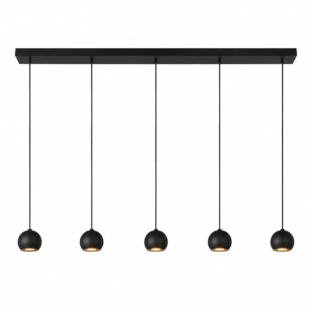 Searchlight Hanglamp Eindhoven 5 lichts L 160 cm zwart
