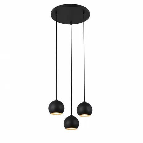 Searchlight Hanglamp Eindhoven 3 lichts Ø 35 cm zwart Searchlight Hanglamp Eindhoven 3 lichts Ø 35 cm zwart