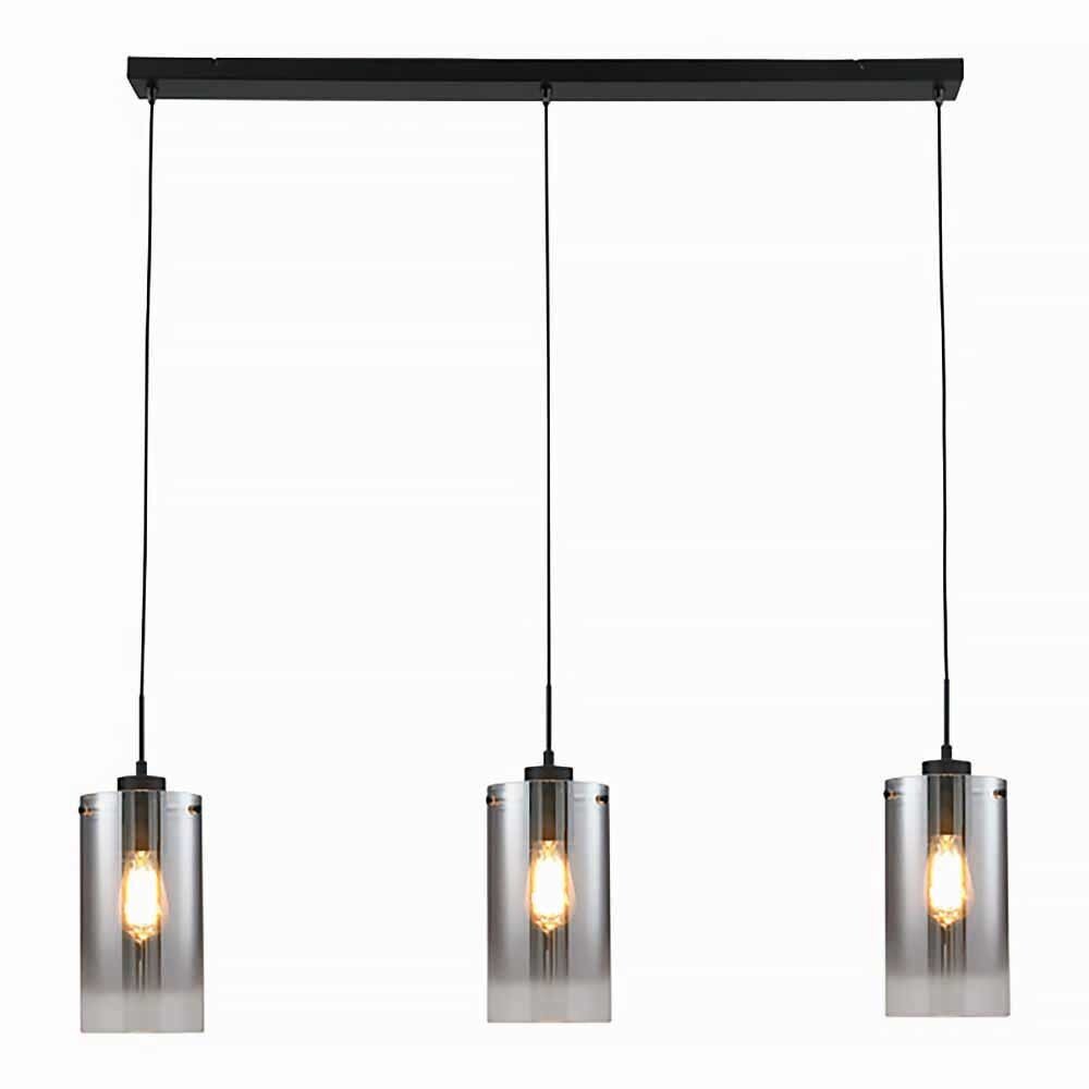 Freelight Hanglamp Ventotto 3 lichts -2e kans- L 100 cm rook glas zwart Freelight Hanglamp Ventotto 3 lichts -2e kans- L 100 cm rook glas zwart