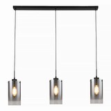Freelight Hanglamp Ventotto 3 lichts -2e kans- L 100 cm rook glas zwart Freelight Hanglamp Ventotto 3 lichts -2e kans- L 100 cm rook glas zwart