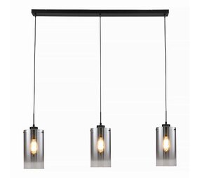 Freelight Hanglamp Ventotto 3 lichts -2e kans- L 100 cm rook glas zwart Freelight Hanglamp Ventotto 3 lichts -2e kans- L 100 cm rook glas zwart