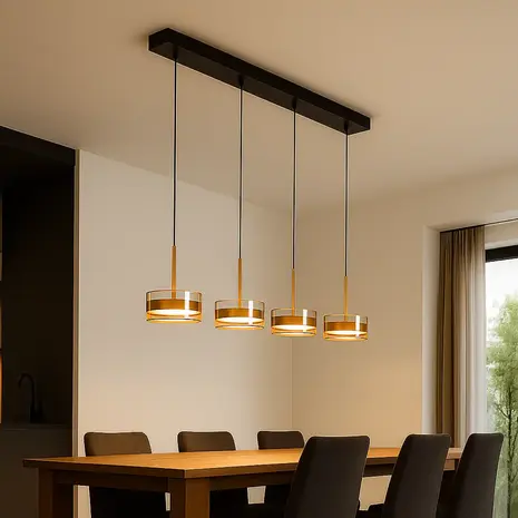 Highlight Hanglamp Enzo 4 lichts -2e kans- L 117 cm zwart Highlight Hanglamp Enzo 4 lichts -2e kans- L 117 cm zwart