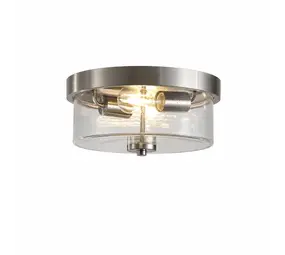 Searchlight Plafondlamp Preston Ø 33 cm IP44 mat chroom Searchlight Plafondlamp Preston Ø 33 cm IP44 mat chroom