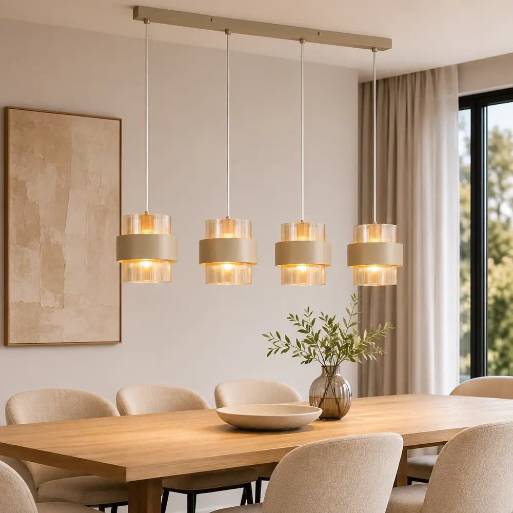 Searchlight Hanglamp Royal 4 lichts L 93 cm beige