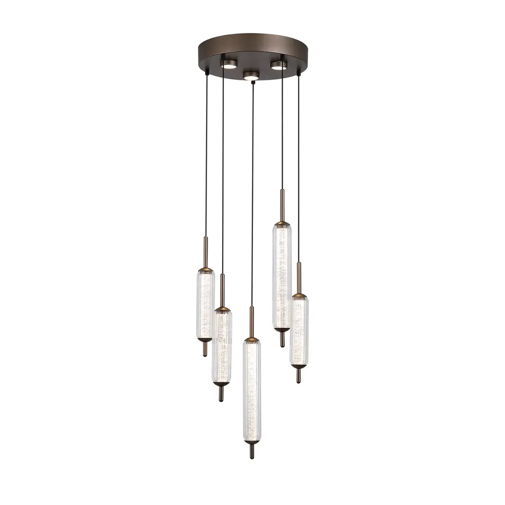 Searchlight LED hanglamp Cattail 8 lichts Ø 37 cm brons goud Searchlight LED hanglamp Cattail 8 lichts Ø 37 cm brons goud