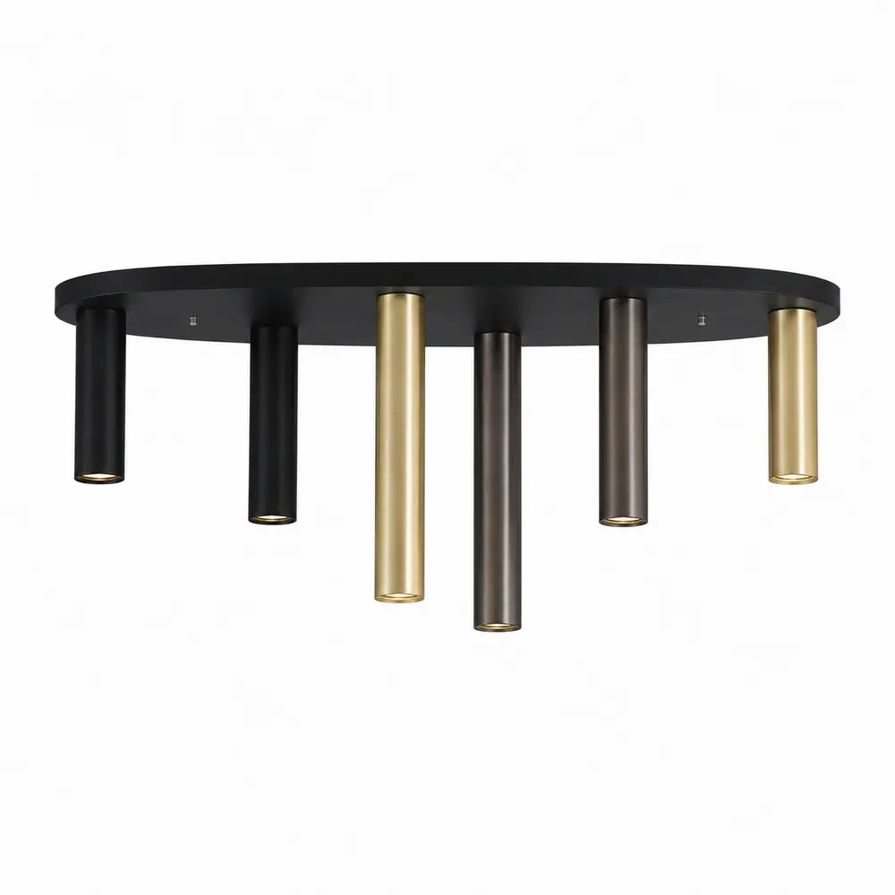 Searchlight Plafondlamp Tubes ovaal 6 lichts L 80 cm zwart Searchlight Plafondlamp Tubes ovaal 6 lichts L 80 cm zwart