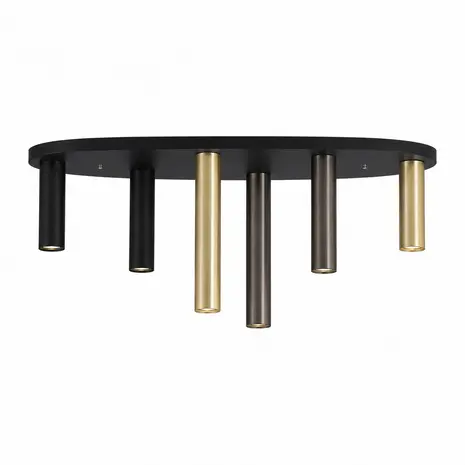 Searchlight Plafondlamp Tubes ovaal 6 lichts L 80 cm zwart Searchlight Plafondlamp Tubes ovaal 6 lichts L 80 cm zwart