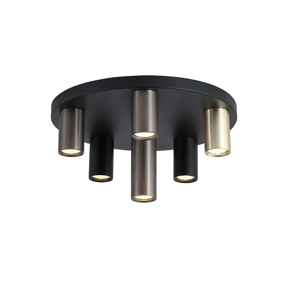 Searchlight Plafondlamp Tubes 6 lichts Ø 40 cm zwart Searchlight Plafondlamp Tubes 6 lichts Ø 40 cm zwart