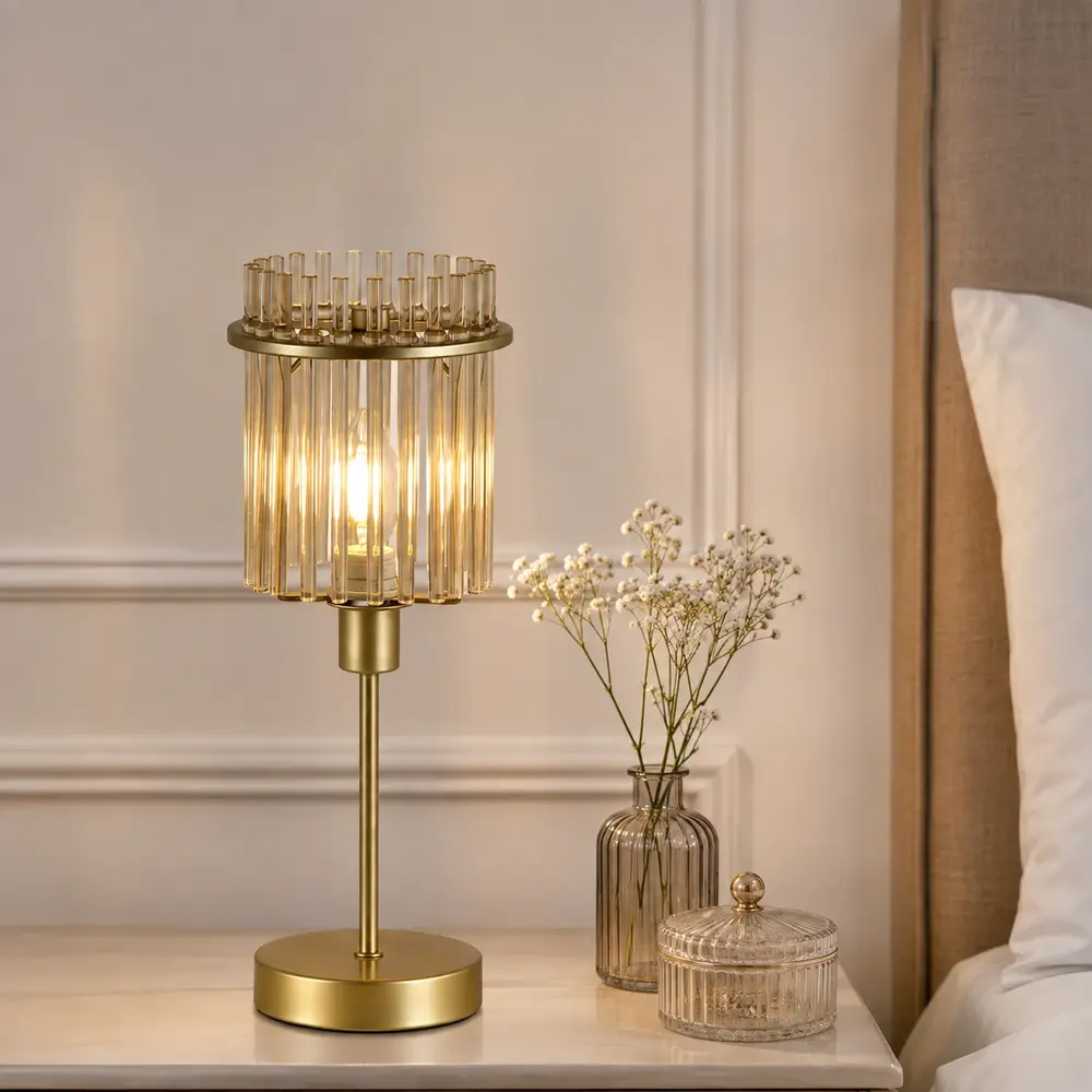 Searchlight Tafellamp Swizzle H 38 cm mat goud