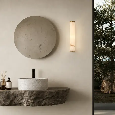 Searchlight Wandlamp Wales H 35 cm IP44 mat goud Searchlight Wandlamp Wales H 35 cm IP44 mat goud