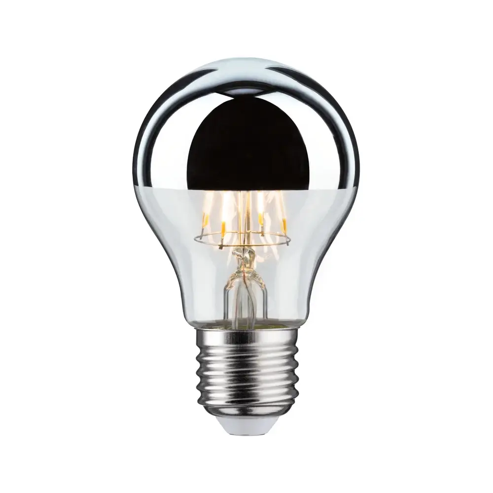 Paulmann LED E27 lamp 4,8 Watt kopspiegel chroom filament Paulmann LED E27 lamp 4,8 Watt kopspiegel chroom filament