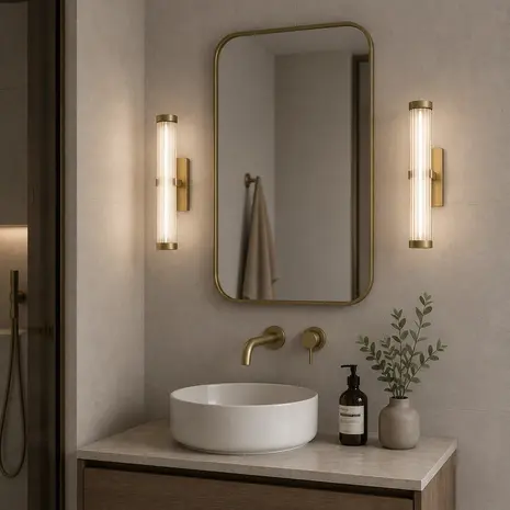 Searchlight Wandlamp Clamp H 43 cm IP44 goud Searchlight Wandlamp Clamp H 43 cm IP44 goud