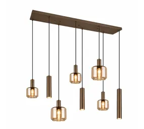 Trio Leuchten Hanglamp Mataro 8 lichts L 118 cm brons goud
