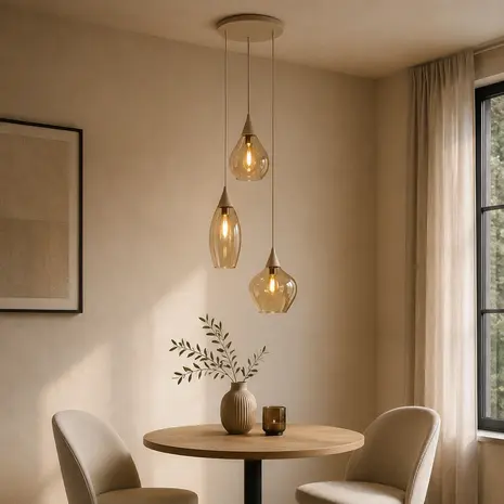 Highlight Hanglamp Cambio 3 lichts Ø 30 cm beige Highlight Hanglamp Cambio 3 lichts Ø 30 cm beige