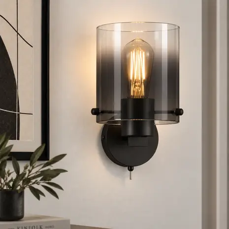 Searchlight Wandlamp Sweden H 24 cm zwart