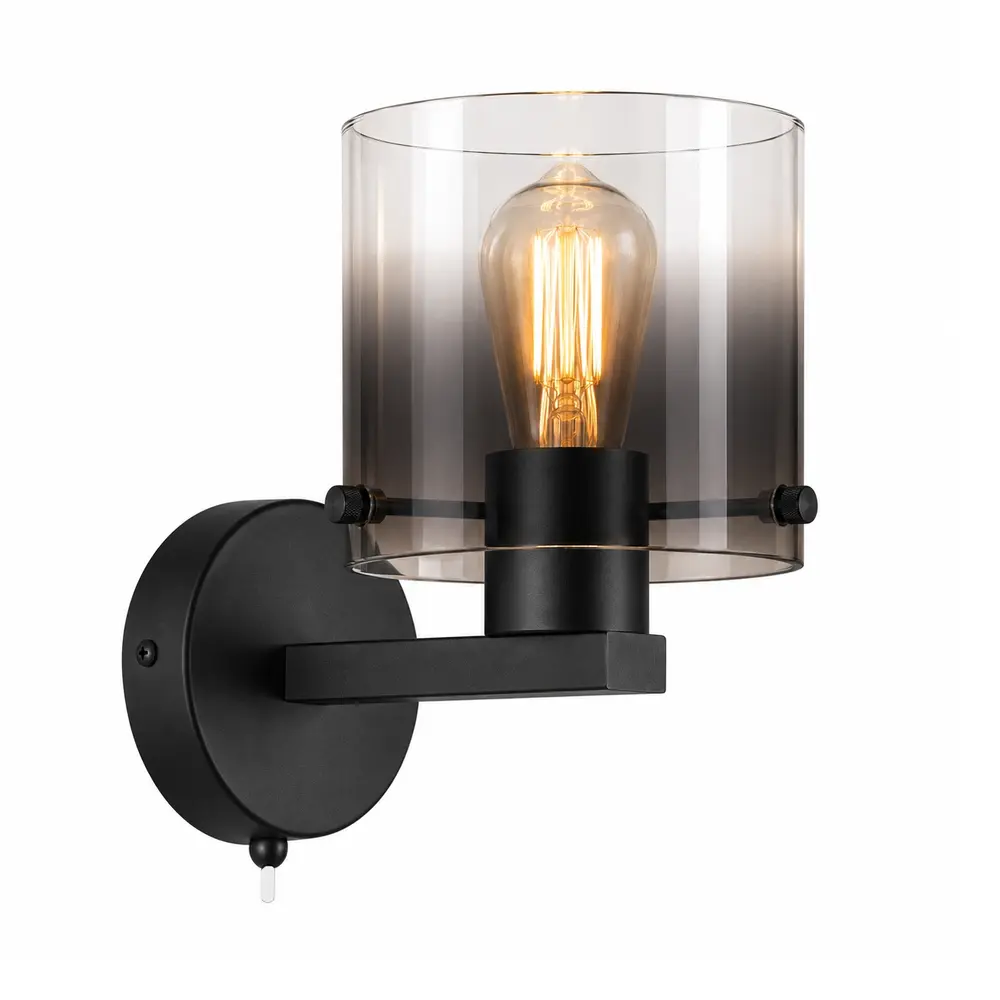Searchlight Wandlamp Sweden H 24 cm zwart