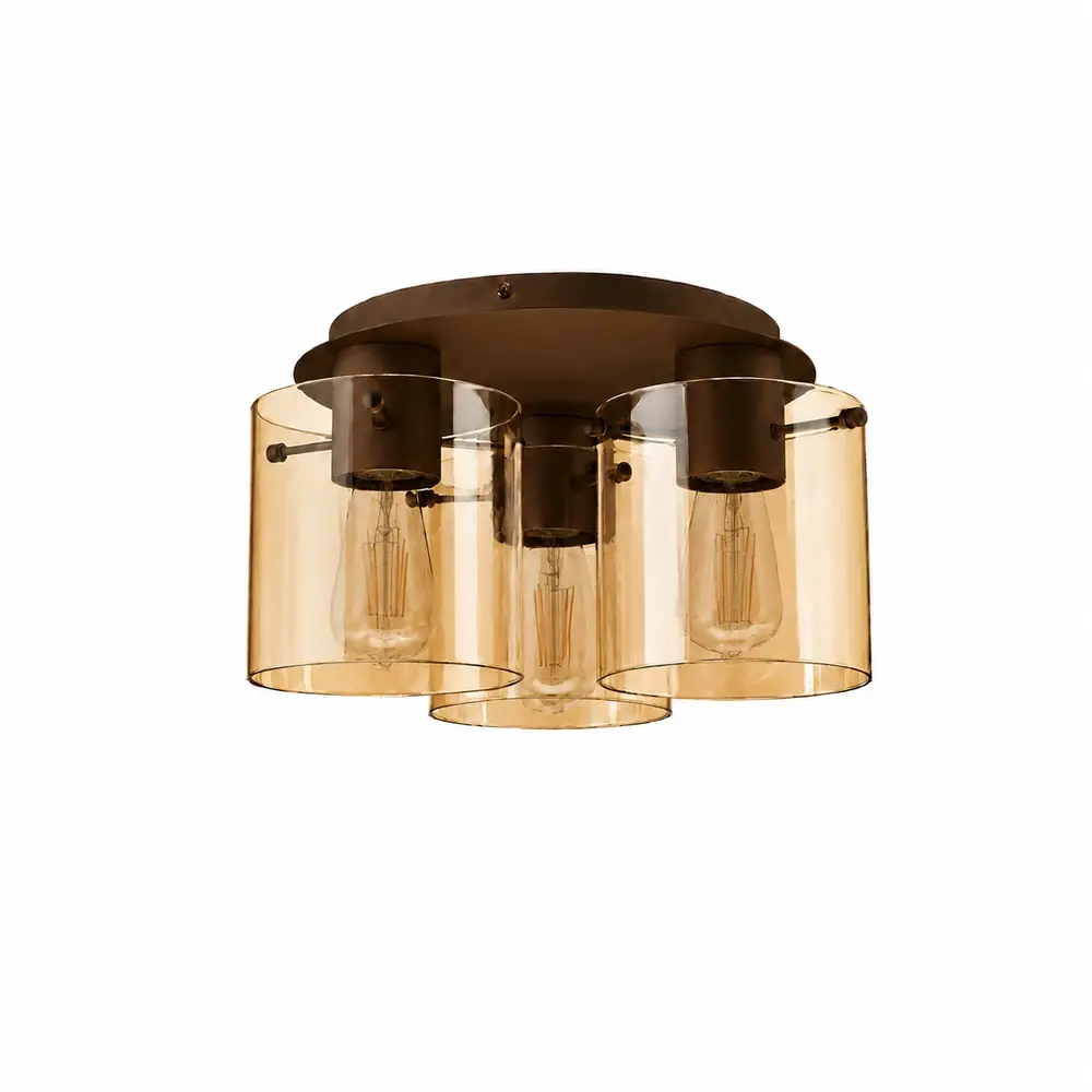 Searchlight Plafondlamp Sweden 3 lichts Ø 39 cm bruin Searchlight Plafondlamp Sweden 3 lichts Ø 39 cm bruin