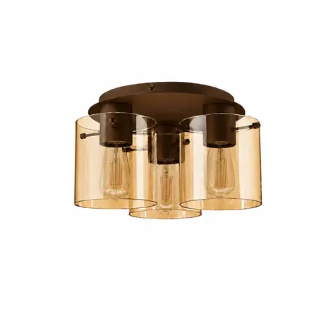 Searchlight Plafondlamp Sweden 3 lichts Ø 39 cm bruin Searchlight Plafondlamp Sweden 3 lichts Ø 39 cm bruin