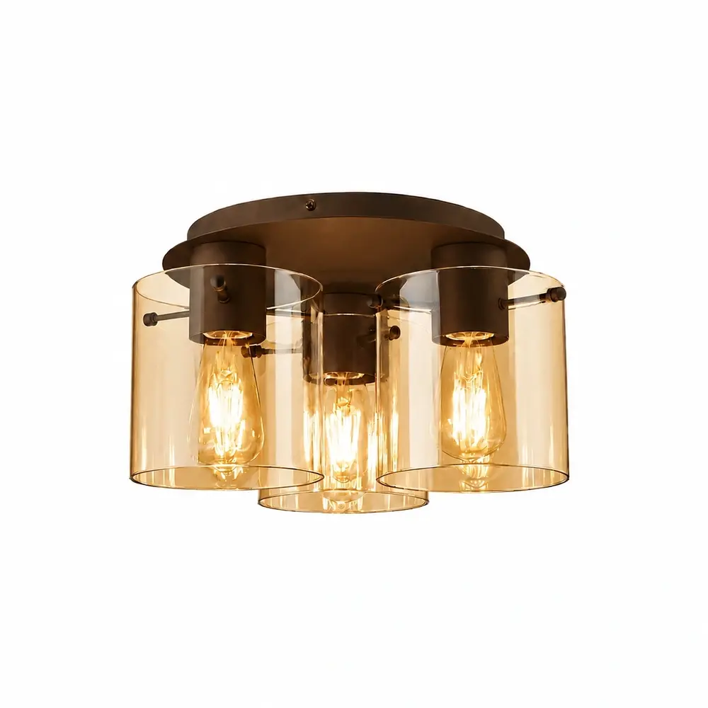 Searchlight Plafondlamp Sweden 3 lichts Ø 39 cm bruin Searchlight Plafondlamp Sweden 3 lichts Ø 39 cm bruin