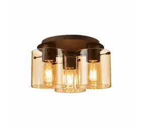 Searchlight Plafondlamp Sweden 3 lichts Ø 39 cm bruin Searchlight Plafondlamp Sweden 3 lichts Ø 39 cm bruin