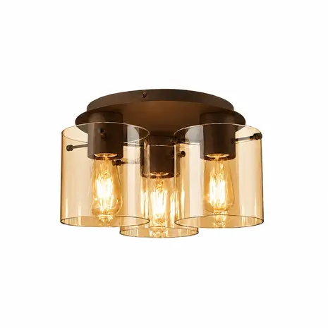 Searchlight Plafondlamp Sweden 3 lichts Ø 39 cm bruin Searchlight Plafondlamp Sweden 3 lichts Ø 39 cm bruin