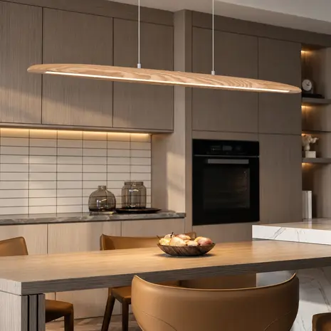 Searchlight Hanglamp Kenzie L 120 cm hout beige Searchlight Hanglamp Kenzie L 120 cm hout beige