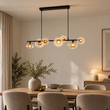 Searchlight Hanglamp Sunbeam 7 lichts L 93 cm zwart