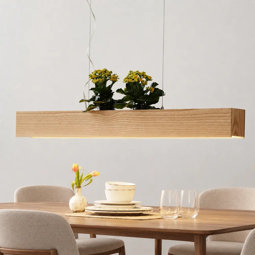 Searchlight Hanglamp Ash L 115 cm hout