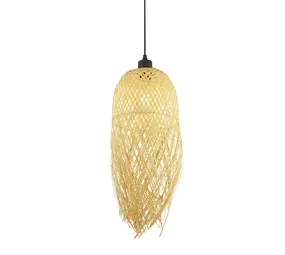 Searchlight Hanglamp Bali Ø 20 cm bamboe beige