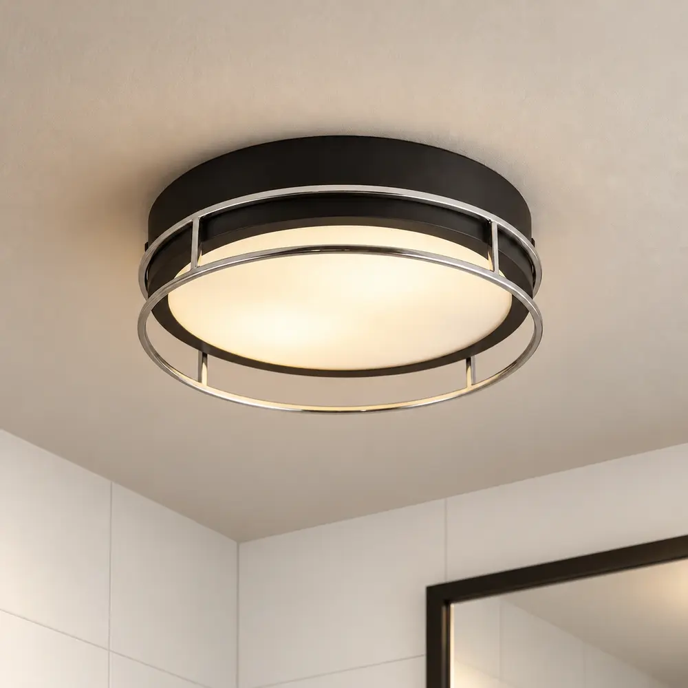 Searchlight Plafondlamp Phoenix Ø 30 cm IP44 zwart Searchlight Plafondlamp Phoenix Ø 30 cm IP44 zwart