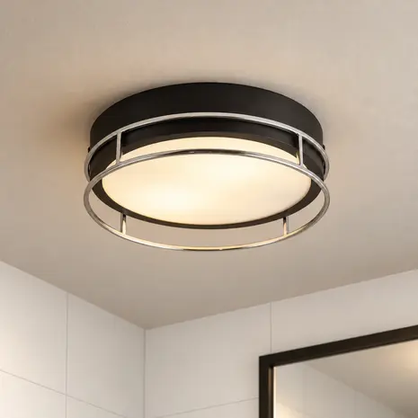 Searchlight Plafondlamp Phoenix Ø 30 cm IP44 zwart Searchlight Plafondlamp Phoenix Ø 30 cm IP44 zwart