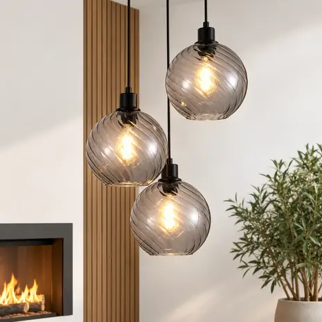 Searchlight Hanglamp Radiance 3 lichts Ø 46 cm zwart Searchlight Hanglamp Radiance 3 lichts Ø 46 cm zwart