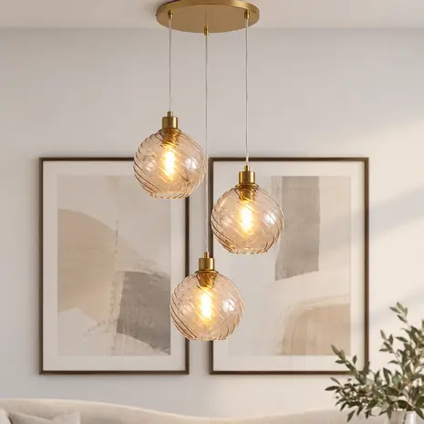 Searchlight Hanglamp Radiance 3 lichts Ø 46 cm mat goud