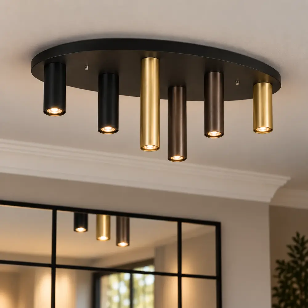 Searchlight Plafondlamp Tubes ovaal 6 lichts L 80 cm zwart Searchlight Plafondlamp Tubes ovaal 6 lichts L 80 cm zwart