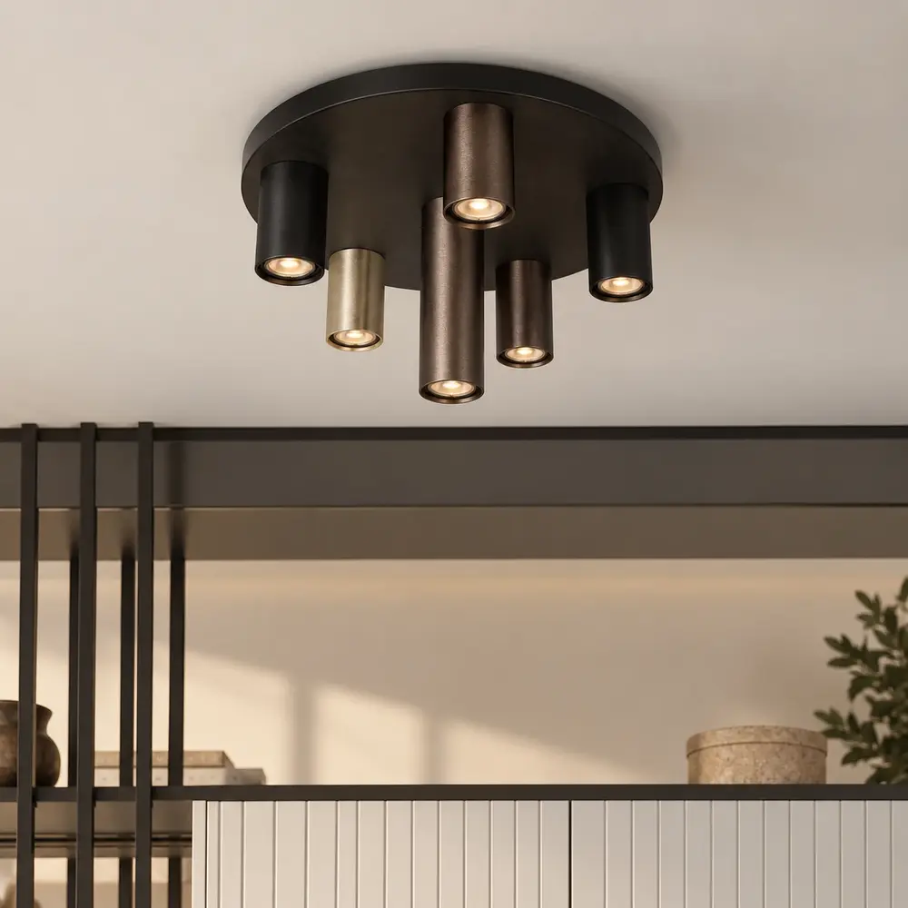 Searchlight Plafondlamp Tubes 6 lichts Ø 40 cm zwart Searchlight Plafondlamp Tubes 6 lichts Ø 40 cm zwart