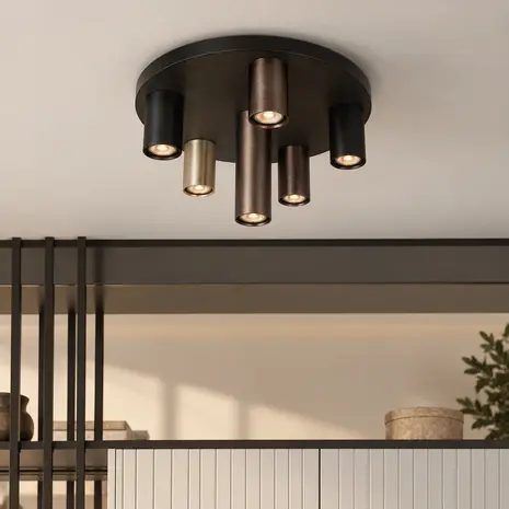 Searchlight Plafondlamp Tubes 6 lichts Ø 40 cm zwart Searchlight Plafondlamp Tubes 6 lichts Ø 40 cm zwart