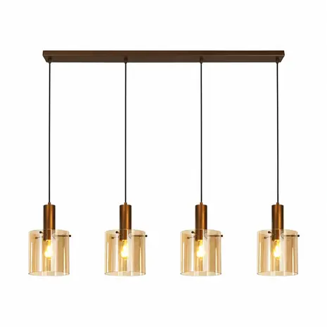 Searchlight Hanglamp Sweden 4 lichts L 142 cm bruin Searchlight Hanglamp Sweden 4 lichts L 142 cm bruin